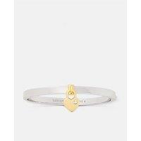 Kate Spade New York Womens Heart Padlock Charm Polished Bangle Bracelet - Silver