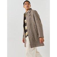 Gant Mens Herringbone Wool-Rich Car Coat - Beige