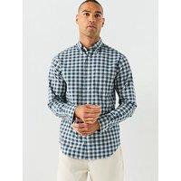 Gant Regular Fit Long Sleeve Poplin Check Shirt - Green