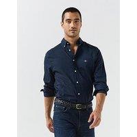 Gant Mens Regular Fit Poplin Long Sleeve Shirt - Navy