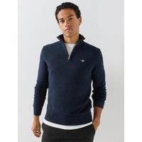Gant Mens Half Zip Cotton Knitted Jumper - Navy