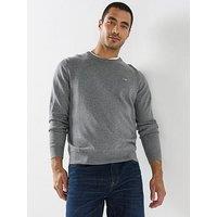 Gant Mens Crew Neck Raglan Sleeve Cotton Jumper - Grey