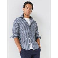 Gant Regular Fit Long Sleeve Poplin Stripe Shirt - Blue