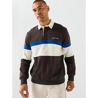 Gant Mens Striped Heavy Rugby Polo Shirt - Brown