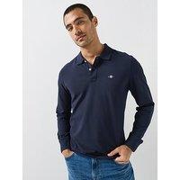 Gant Shield Long Sleeved Pique Rugger Polo - Navy