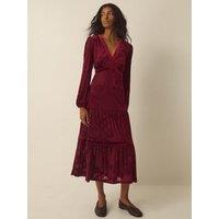 Monsoon Womens Dolly Devore Jersey Dress - Red