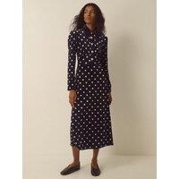 Monsoon Womens Shay Spot Jersey Velvet Dress - Black