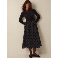 Monsoon Womens Viana Velvet Polka Dot Midi Dress - Black