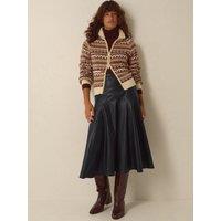 Monsoon Womens Dianne Flared Faux Leather Skirt - Black