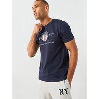 Gant Regular Fit Archive Shield Shortsleeve T-Shirt - Navy