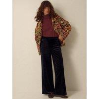 Monsoon Womens Verna Velvet Wide Leg Trousers - Black