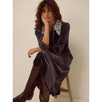 Monsoon Leith Lace Colar Velvet Dress