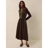 Monsoon Womens Zeyna Zip Front Collared Velvet Dress - Green