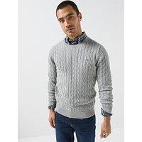 Gant Cotton Cable Crew Neck Knitted Jumper - Grey