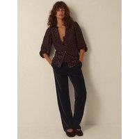 Monsoon Womens Mila Velvet High Waist Wide Leg Trousers - Black