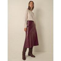 Monsoon Womens Pippa Glossy Faux Leather A-Line Midi Skirt - Red