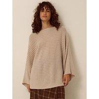 Monsoon Womens Rumi Ribbed Poncho Shape Jumper - Cream