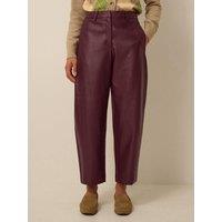 Monsoon Womens Faux Leather Barrel Leg Cropped Trousers - Red