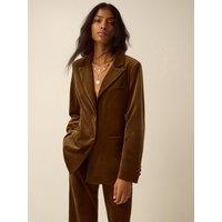Monsoon Womens Vicky Velvet Single Breasted Blazer Jacket - Green