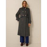 Monsoon Womens Faye Double-Breasted Longline Coat - Grey