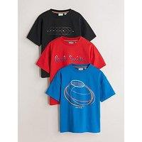 Paul Smith Junior Boys 3 Pack Graphic Blue/Red/Black Short Sleeve Tshirts