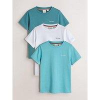 Paul Smith Junior Boys 3 Pack Short Sleeve Blue/White Signature Tshirts