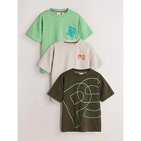 Paul Smith Junior Boys 3 Pack Short Sleeve Green/Ecru Graphic Tshirts