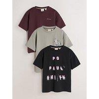 Paul Smith Junior Boys 3 Pack Short Sleeve Black/Grey/Burgundy Graphic Tshirts