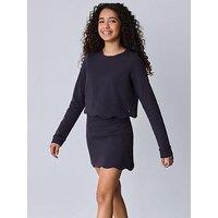 Ted Baker Girls 2 Piece Ponte Scallop Hem Top & Skirt Set - Navy