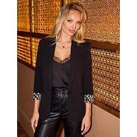 Sosandar Tailored Blazer With Fleck Print Lining - Black