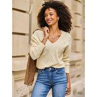 Sosandar Pointelle Knit Diamante Embellished Jumper - Yellow