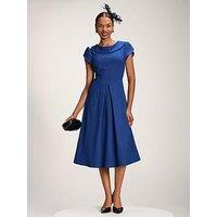 Jolie Moi Roll Neck Petal Sleeve Midi Dress - Blue