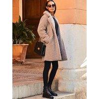 Sosandar Taupe Super Cosy Borg Coat - Brown