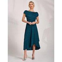 Jolie Moi Draped Jersey Cowl Neck Midi Dress - Green
