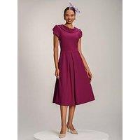 Jolie Moi Roll Neck Petal Sleeve Midi Dress - Pink