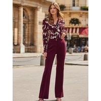 Sosandar Burgundy Kick Flare Trousers - Red