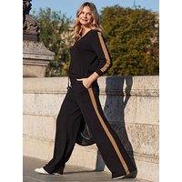 Sosandar Side Stripe Trousers - Black