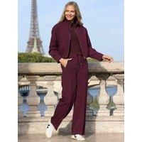 Sosandar Wide Leg Trousers With Gold Hardware Detail - Purple
