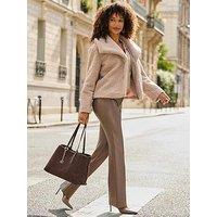 Sosandar Cosy Borg Funnel Collar Jacket - Beige