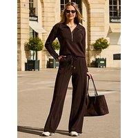 Sosandar Quarter Zip Sweatshirt - Chocolate Brown