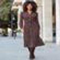 Sosandar Polka Dot Print Twist Front Shirt Dress - Chocolate Brown