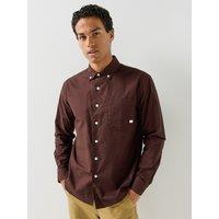 Farah Farah Brewer F Tab Relaxed Fit Long Sleeve Shirt - Brown