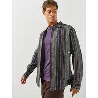 Farah Mens Cody Textured Relaxed Fit Long Sleeve Shirt - Brown