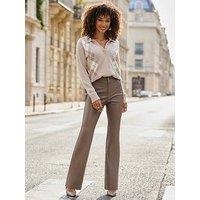 Sosandar Taupe Argyle Button Front Collared Jumper - Brown