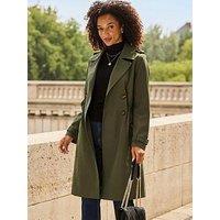 Sosandar Cinched Waist Trench Coat - Green