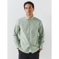 Farah Mens Brewer Box Fit Oxford Long Sleeve Shirt - Light Green