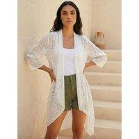Roman Mesh Burnout Longline Kimono