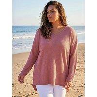 Roman Curve Textured V-Neck Stretch Top