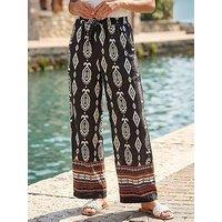 Roman Aztec Border Print Wide Leg Trousers
