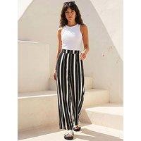 Roman Stripe Print Wide Leg Trouser